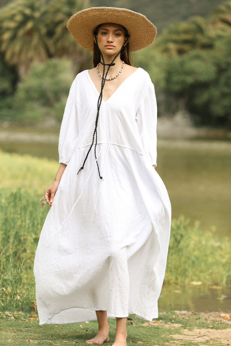 ZOY OPEN BACK DRESS / WHITE ALYSSUM – Sage Imber